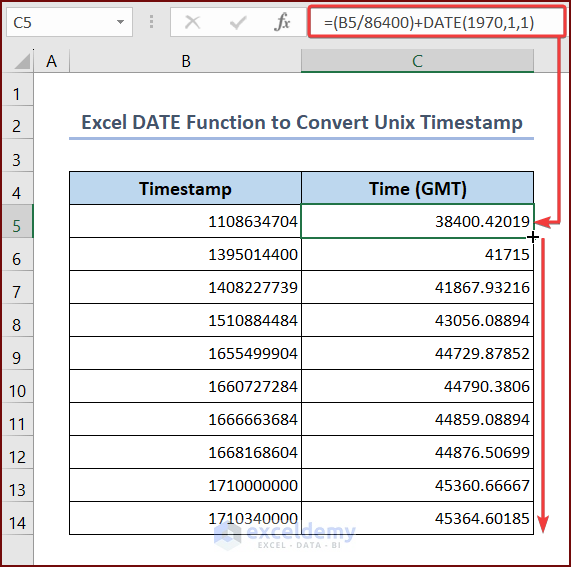 Applying Excel DATE Function
