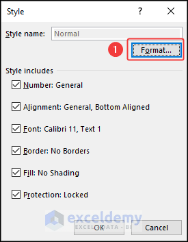 Format button in style dialog box