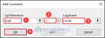 adding second constraint in excel