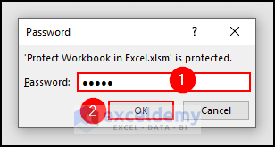 9- entering password to open password protected workbook in Excel