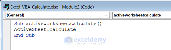 VBA Code to Calculate Active Sheet