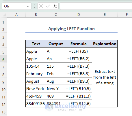 Using LEFT function