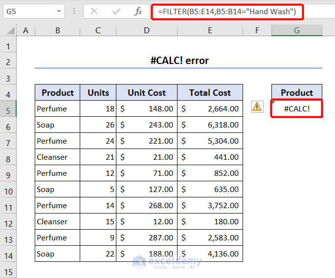 Array function not finding value creating #calc error
