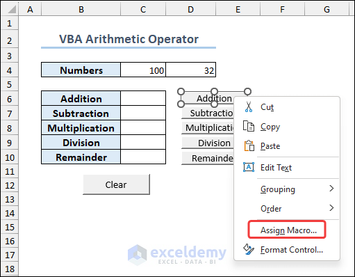 Assigning Macro to Addition Button