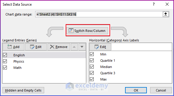Select Switch Row/Column option