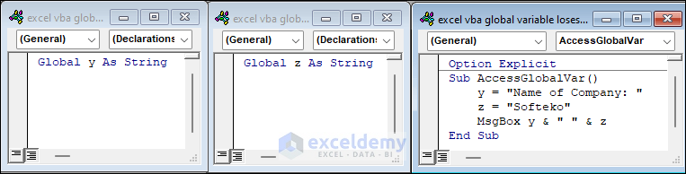 Declaring Global Variable in Different Module