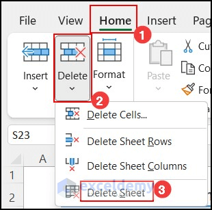 Home tab of Excel worksheet