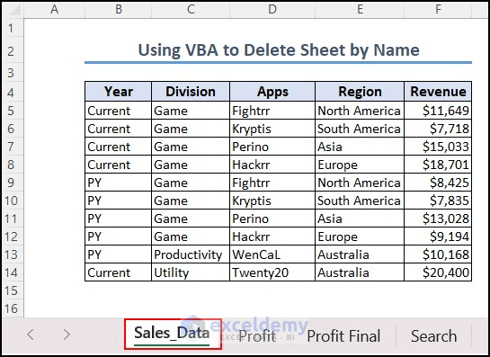 Deleting a sheet by name using VBA