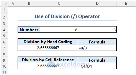 Dividing Numbers by Division Operator