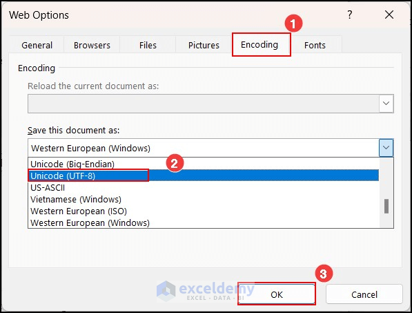 How to Do Excel Encoding (Check and Change) - ExcelDemy