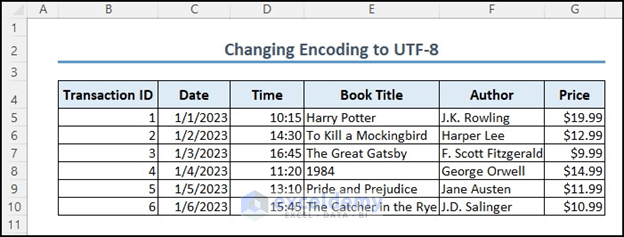 Changing encoding to UTF-8 in Excel