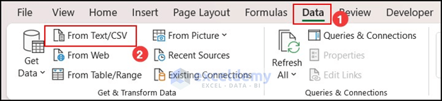 Selecting Data tab in Excel