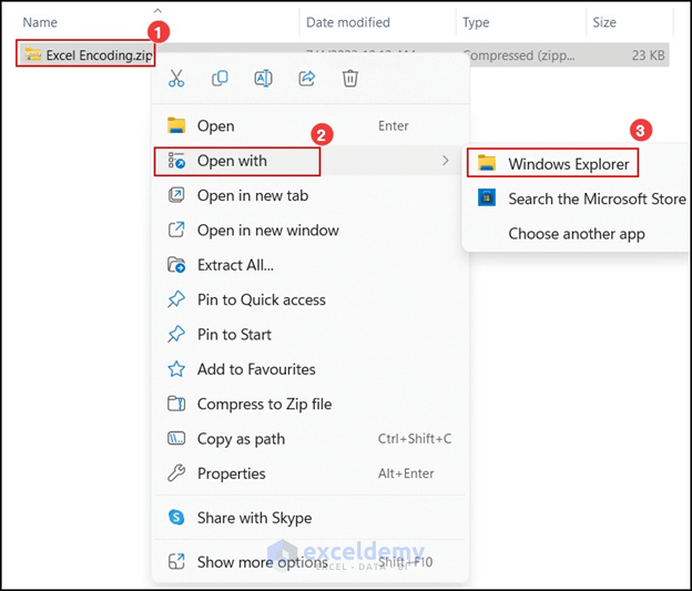 Opening a zipped file with Windows Explorer