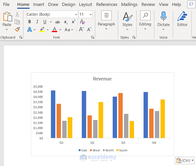 Output in Word document