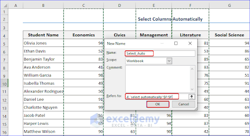 How to Select Column in Excel