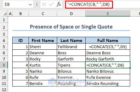 Presence of Single Quote Before Formula