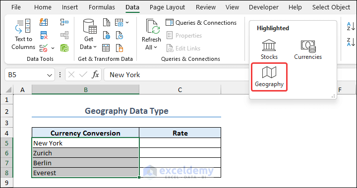 Selecting Geography Data