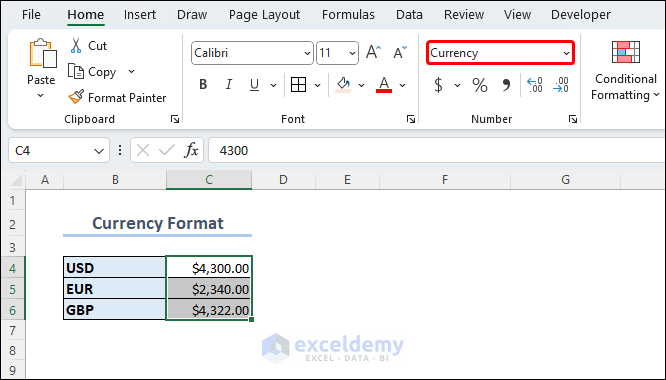 Showing Currency Formatted Numbers