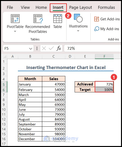 Inserting chart in Excel