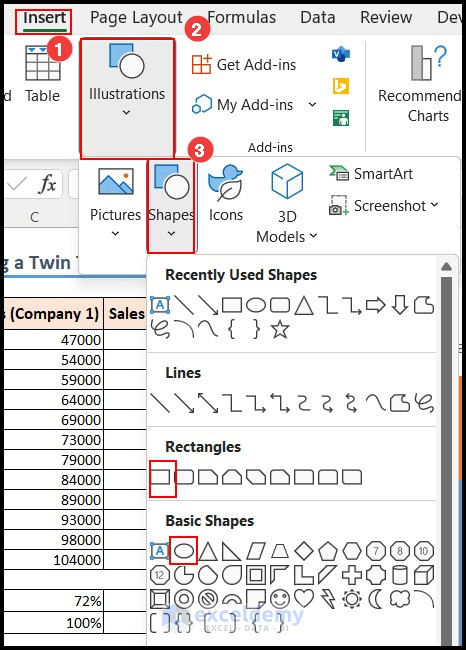 Inserting Shapes in Excel