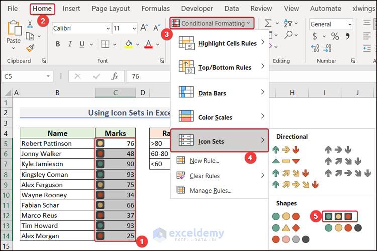 Using Icon Sets in Excel