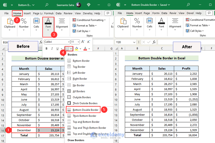Overview Image of How to Apply Bottom Double Border in Excel
