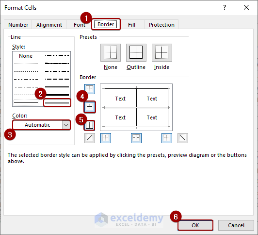 Applying Options in Format Cells Box