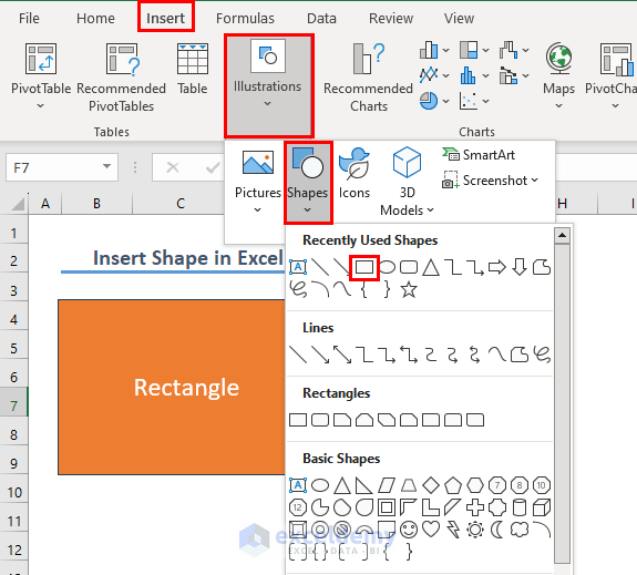 Overview of Insert shape in excel