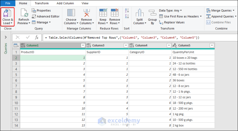 Accessing Close & Load option to load Power Query multiple sources in one query