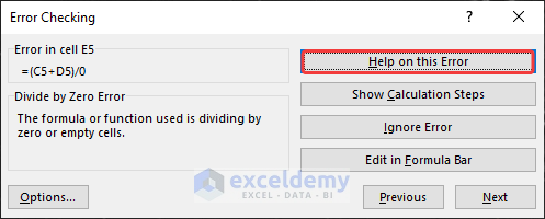 Clicking Help on this Error option to get help for the error