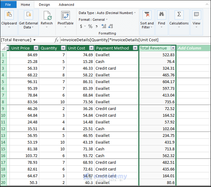 Adding total revenue column