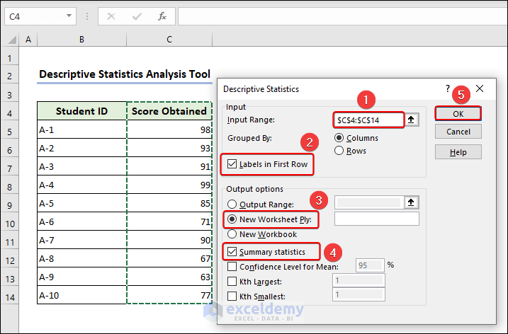 Checking Summary Statistics in Descriptive Statistics