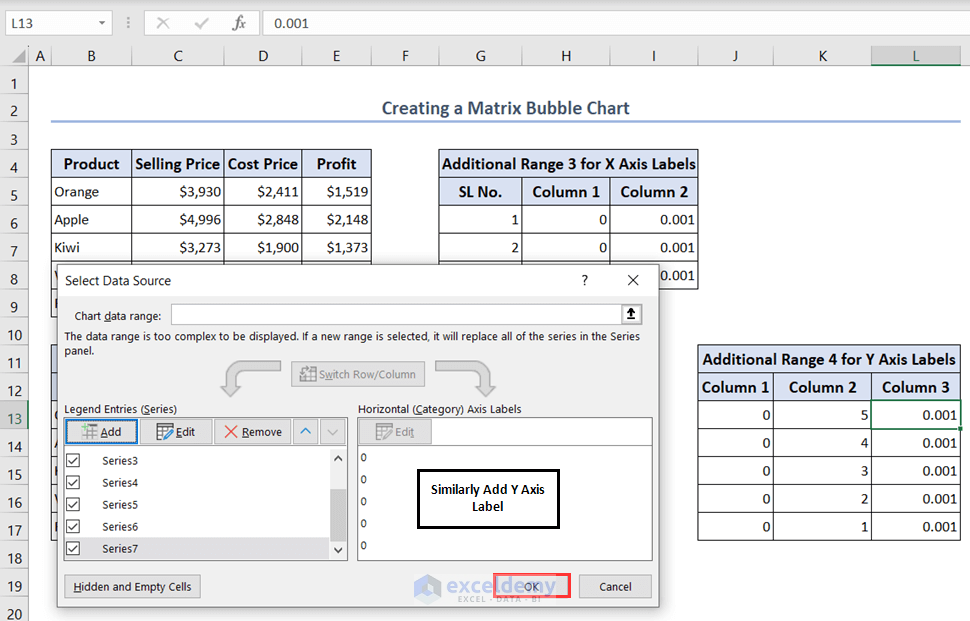 Showing 2 series added serially after existing 5 series in Select Data Source window