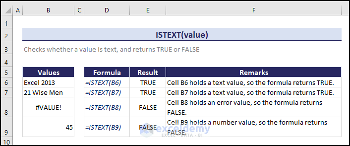 2.5- syntax of ISTEXT function