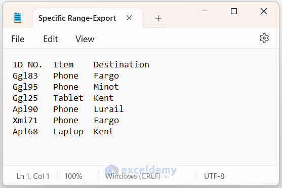 Specified Range in txt File