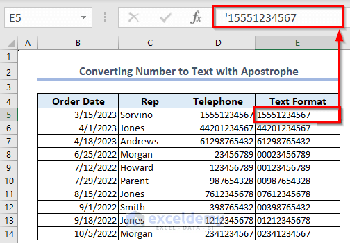 Converting Number to Text with Apostrophe ()