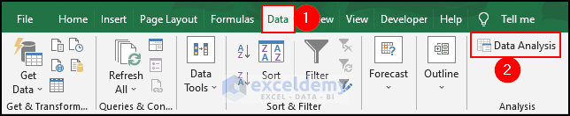 3- selecting data analysis from data tab