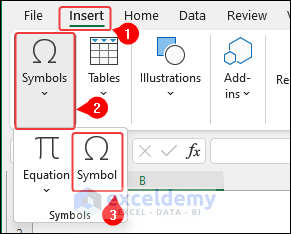 Selecting Symbol to have delta symbol
