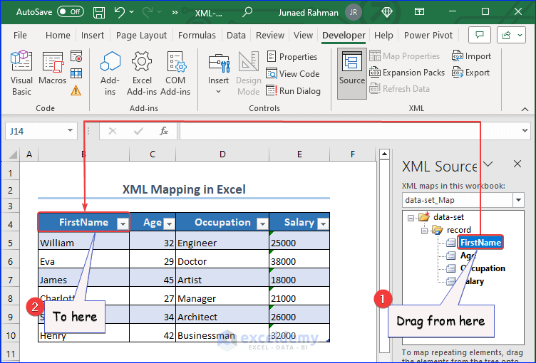 XML Mapping in Excel
