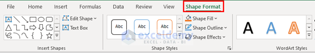 Shape format tab