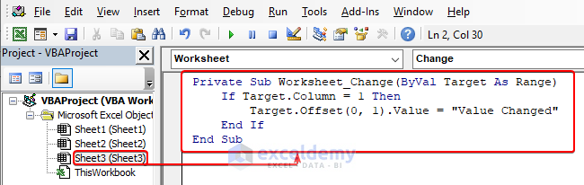 Correcting the VBA Code with worksheet change event 