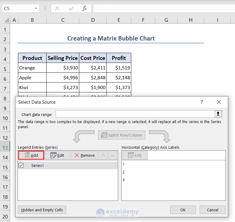 Showing newly added series in Select Data Source window