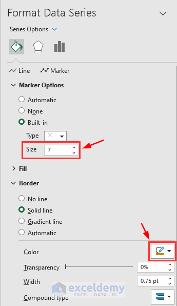 Setting size and choosing color