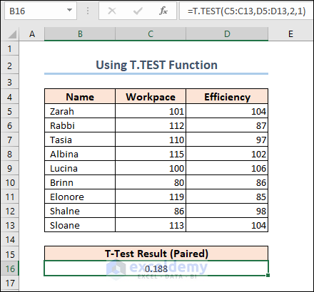 Calculating Paired T-Test Result by Formula