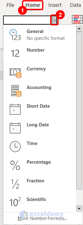 Formatting options from the ribbon
