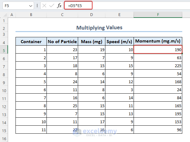 Multiplying two values in Excel