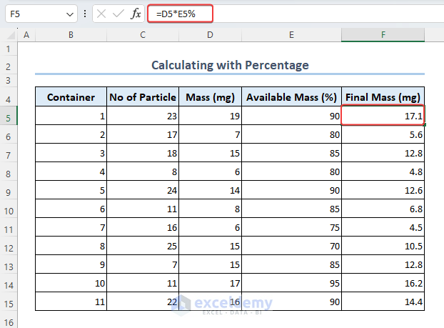Applying percentages in calculation