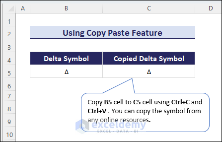 Inserting Delta using Copy paste feature