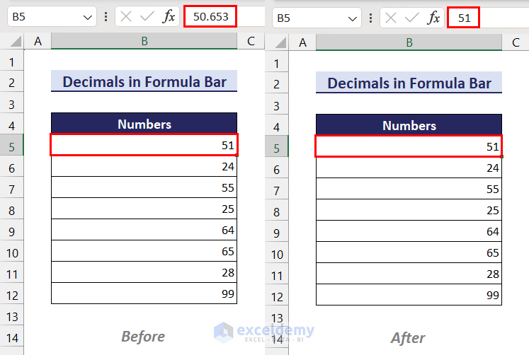 Overview of how to remove decimals in Excel formula bar