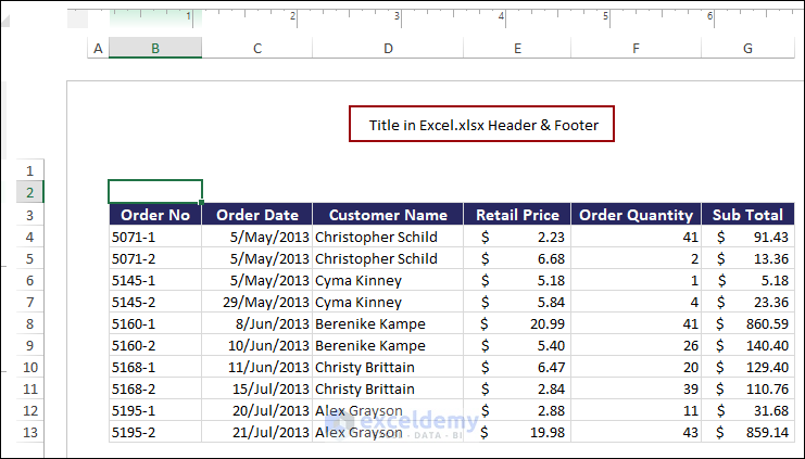 Create a title with the workbook and sheet name